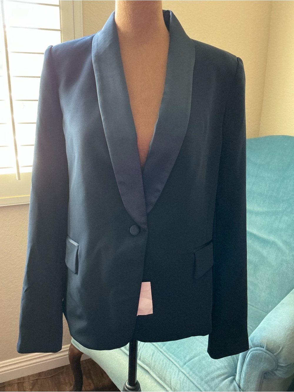 Victoria's Secret Navy Satin-Trim Blazer